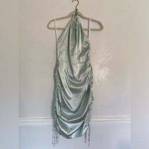 Halter Ruched Mini Dress Superdown Partycore Soft Tailoring Satin Wedding Event